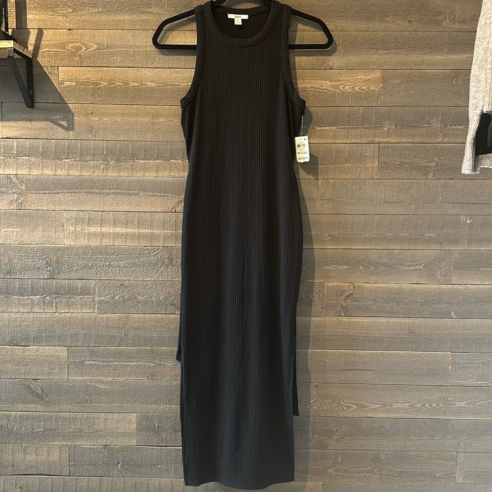 barIII ps deep black racer back stretch maxi dress with slits